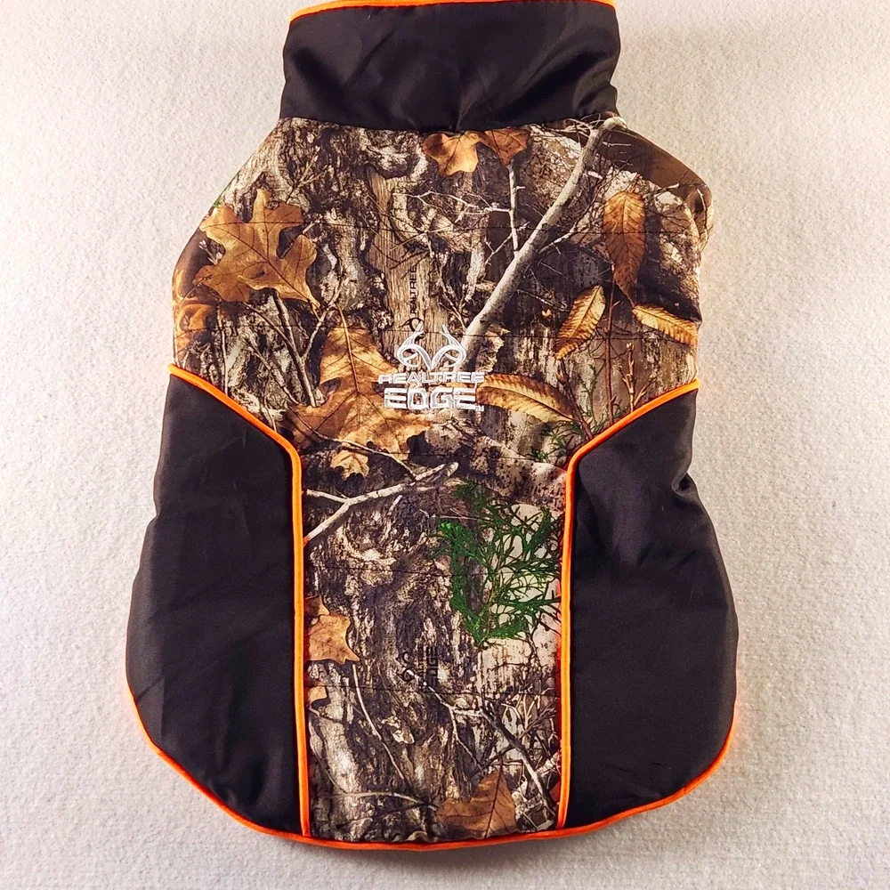 Realtree Edge Camo Dog Jacket 2XL Blaze Orange Fleece Lined Hunting Large Dog